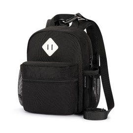 STEAMEDBUN Toddler Backpack Leash - Anti-Lost Harness Backpack for Boys Girls - 1-3 Years, Modern, Unisex, Black, 9.5" x 7" x 3.5", 5L, Polyester, Zipper, Solid, 4 Pockets, Machine Wash