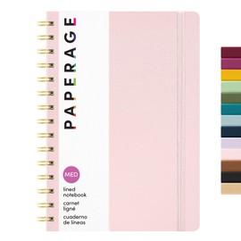 PAPERAGE Lined Spiral Journal Notebook, (Blush), 160 Pages, Hardcover Journal for Women & Men, Medium 5.5 in x 8 in - 100 GSM, Thick Paper, Spiral Notebook for Work, School & Journaling