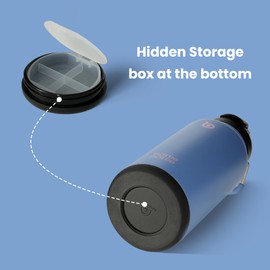 BOTTLE BOTTLE 32 oz Insulated Water Bottle Stainless Steel Sport Water Bottle with Straw Dual-use Lid Design for Gym with Pill Box (sky summer)