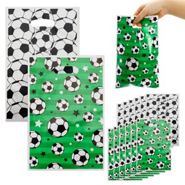 tokerut 60pcs Soccer Gift Bags, Plastic Football Treat Candy Bags, Soccer Party Favor Bags for Sports Events, Birthday Parties, and Team Gifts