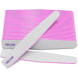 Professional Nail Files, Emery Board Nail File for Natural Nails 180/240 Grit Nail Files for Acrylic Nails 12pcs Fine Grit Nail File Manicure Tools Coarse Washable Fingernail Files (180/240 Grit)
