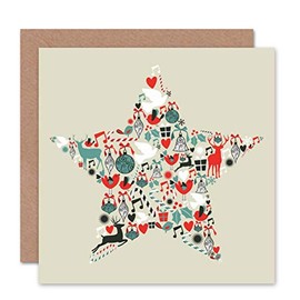 CHRISTMAS STAR DOVE DECORATIONS DEER BLANK GREETINGS CARD