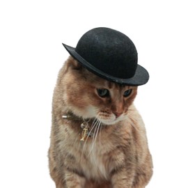 Large Black Bowler Hat for Cats – Costume Accessory with Comfortable Elastic Strap – Perfect for Parties, Photoshoots, and Special Occasions