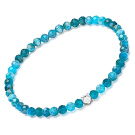 EUMENIDES Natural Crystal Stone Bracelet, 4MM, Elastic Band, Natural Gemstones, (Phosphatic Limestone,4MM)