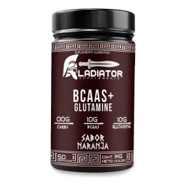 Aminoácidos Bcaas + Glutamina Gladiator 1kg 50 Servicios Naranja