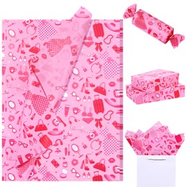 100 Sheets Makeup Tissue Papers, Pink Spa Theme Gift Wrapping Tissue Papers for Gift Bag & Packaging, Cosmetics Beauty Party Art Paper for Birthday Bridal Shower Girl's Day Makeup Party, 20 x 14IN