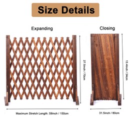 MYOYAY 2PCS Expandable Garden Fence Wooden Pet Gate 27.5 x 59 inch Retractable Expanding Fences Barrier Section Partition for Home Indoor Outdoor