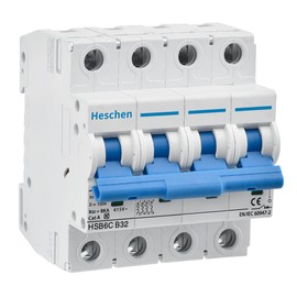 Heschen Miniature Circuit Breaker HSB6C, 32Amp Current, 4 Pole, Type B, 6kA Breaking Capacity, DIN Rail Mounting