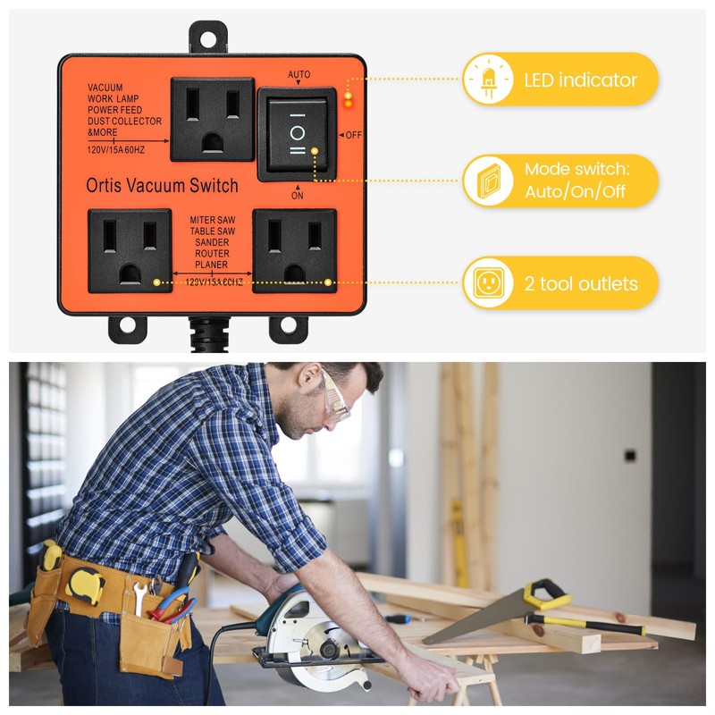 Automatic Vacuum Switch, Ortis Vacuum Switch for More Power Tools,