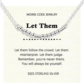 Helonley Morse Code Necklace: 925 Sterling Silver Let Them Necklace