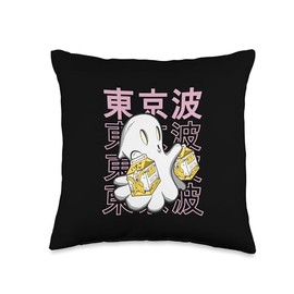 TOKYO WAVES Japanese Ghost Banana Milk Kawaii Aesthetic Girls Anime Throw Pillow, 16x16, Multicolor