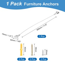 QUARKZMAN Furniture (1 Piece) Tilt Protection for Furniture Sealing Stainless Steel Wall for Cabinets for Beds Shelves Furniture Fixings Wall Silver