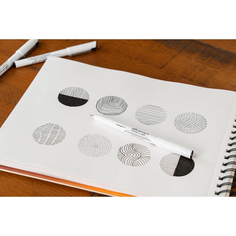 Hello, Artist! Pigment Liners, Set of 3, Black Ink, Fine