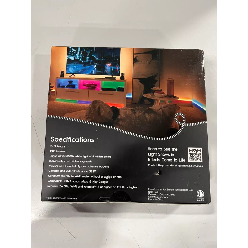 GE Cync Full Color Dynamic Effects Smart Light Strip 16ft