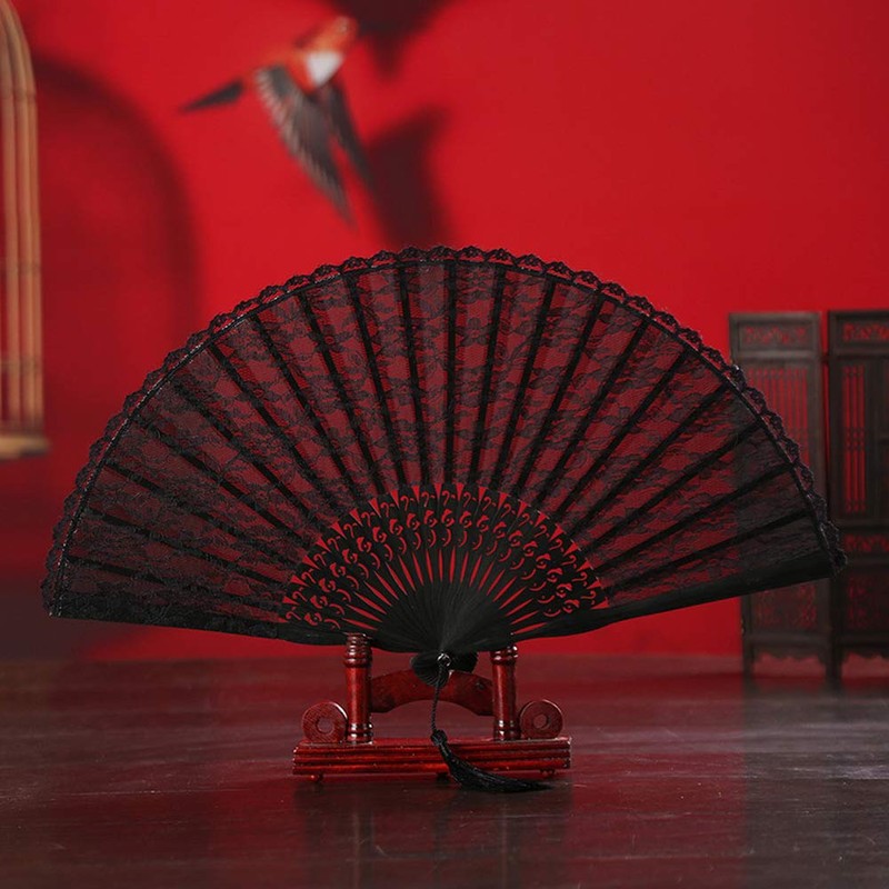 Abanico plegable de bambú para danza, abanico de mano estilo
