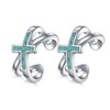 KoyeKei Cross Cuff Earrings Non Piercing 925 Sterling Silver Turquoise