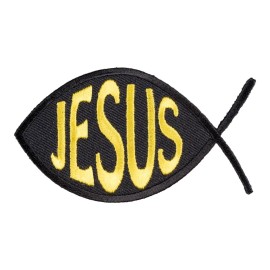 PatchStop - World's Largest Patch Store Jesus Fish Black & Yellow Patch, Christian Patches