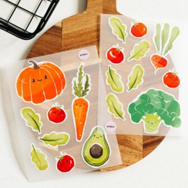 Stickly Iron-On Transfers Vegetables A5 Set for Textiles, 2 Sheets for Iron-on, Decoration, Repair of T-Shirts, Jeans, Jackets, Avocado, Pumpkin, Carrot Patches for Children, Babies