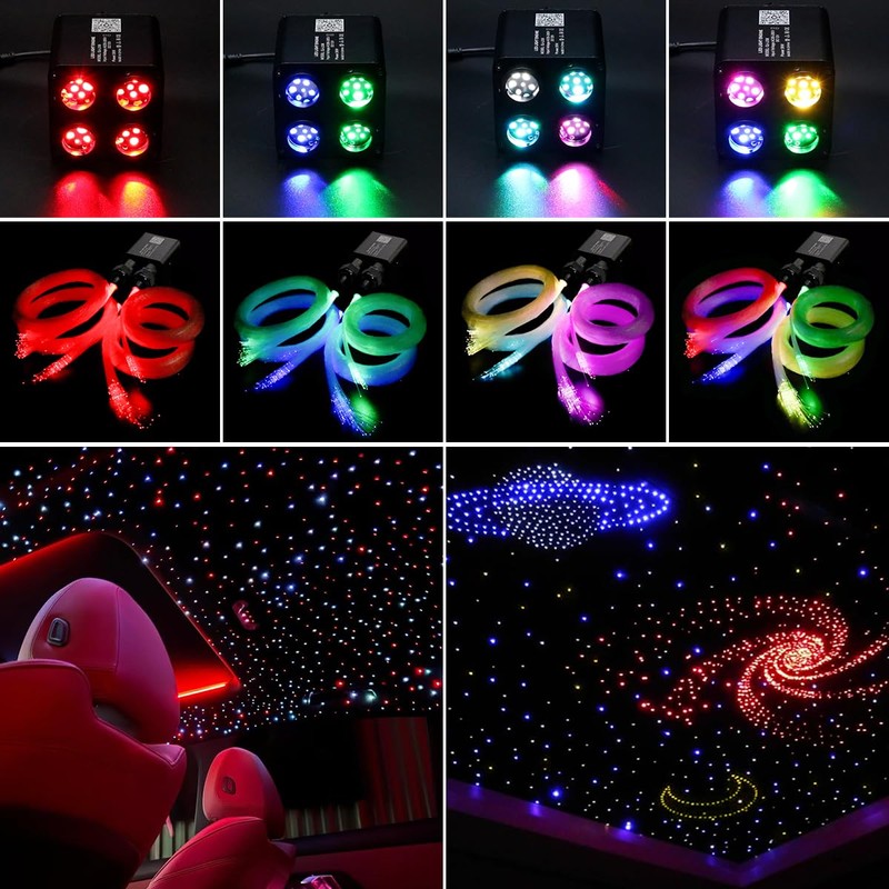 AKEPO 36W 4-Head 4 Color RGBW Twinkle Fiber Optic Lights,