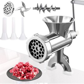 Meat Grinder Manual Mincer - Manual Meat Grinder Sausage Maker Table Mount Pork Mincer Sausage Stuffer Funnel Make Homemade Burger Patties Hand Operated Kitchen Tool-Lz