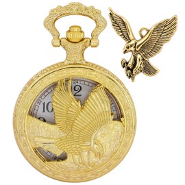 Tiong Eagle Gifts Pocket Watch with Chain Vintage Quartz Pocket Watch Gift for Father's Day Birthday