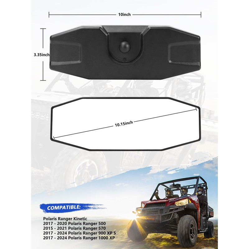 ZIDIYORUO Polaris Ranger Rear View Mirror, Adjustable Center Rearview Mirror