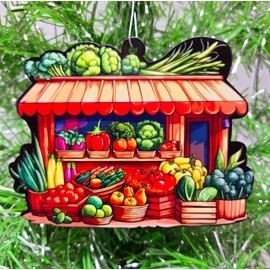 Farmers Market Ornament - Vegetable Market Veggie Stand Christmas Ornament