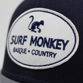 Surf Monkey Trucker Hat Heather Curved Visor Adjustable Snapback Cap Embroidered Patch for Men and Women, navy