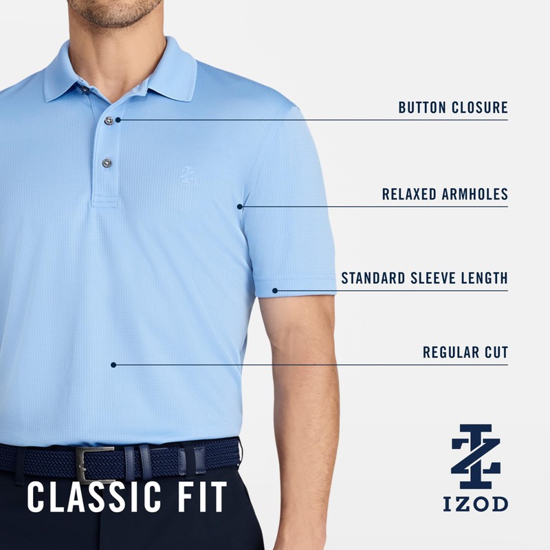 IZOD Men's Classic Performance Golf Grid Polo, FIG, L