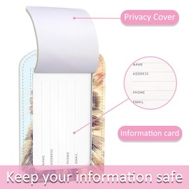 iapodiad 2 Pack Luggage Tag for Suitcase,Cute Cat PU Leather Suitcase Tags Identifiers with Privacy Name Address Labels and Steel Loop for Women Men Travel