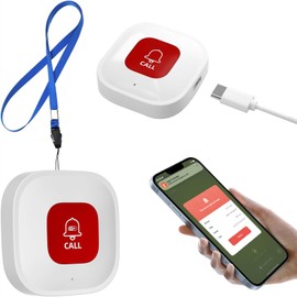 Tuya Wifi Smart Personal Alarms for Elderly Wireless Panic Button Linked To Phone Wireless Nurse Alert System 1 Rechargable Call Button, only Supports 2.4GHz Wi-Fi, NO FEES