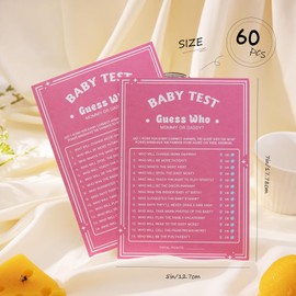 Bllhl Baby Shower Games for Girl or Boy, 60PCS Funny Baby Shower Games, Mommy or Daddy Guess Who Game，Pink