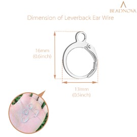 BEADNOVA Leverback Earring Hooks 60pcs French Ear Wire Lever Back Earwire for Jewelry Making Crafting (Silver)