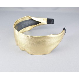 Gold faux leather fabric headband super extra wide hair band accessory