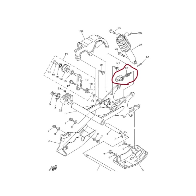 YAMAHA RAPTOR 90 SWINGARM CHAIN ADJUSTER,TENSI