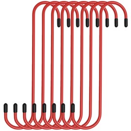 Pack of 8 Brake Caliper Hanger Hooks, Robust Steel Construction with Red Powder Coating, Rubberised Tip, Suitable for Brake and Suspension Systems