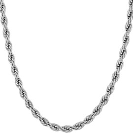 LIFETIME JEWELRY 5mm White Gold Chain for Men & Women 24k Real Gold Plated Diamond Cut Gold Rope Chain for Men & Gold Chain Necklace Women 16 to 36 Inch (36 inches, White Gold)