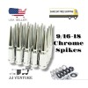 JJ 20PCS 4.5" CHROME 9/16 SPIKE LUG NUTS +KEY[FITS:FORD