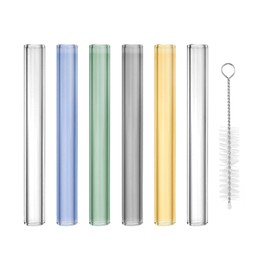 PATIKIL 4 Inch Borosilicate Glass Tubes, 6 Pcs12mm OD 2mm Thick Glass Blowing Tubes Straight Pipe with Cleaning Brush for Laboratory Glass Making, 5 Color