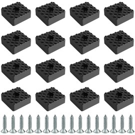 YUTOU Pack of 16 Square Rubber Buffer 30 x 30 x 10 mm Non-Slip Elastic Buffer Rubber Feet Rubber Feet Furniture Foot Pads Rubber Feet Screwable with Screw for Table Cabinet Desk Couchs