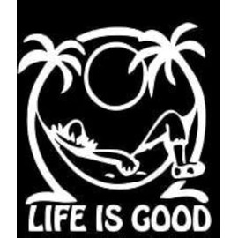 TAMZAM - Life is Good at The Beach Decal Vinyl Sticker White Cars Trucks Vans SUV Laptops Walls Glass Metal - 5.5 inches