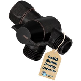 All Metal 3-Way Shower Arm Diverter Valve for Dual Shower Head Combo, Oil Rubbed Bronze | Connects Both Fixed and Hand Held Showerheads To Shower Arm