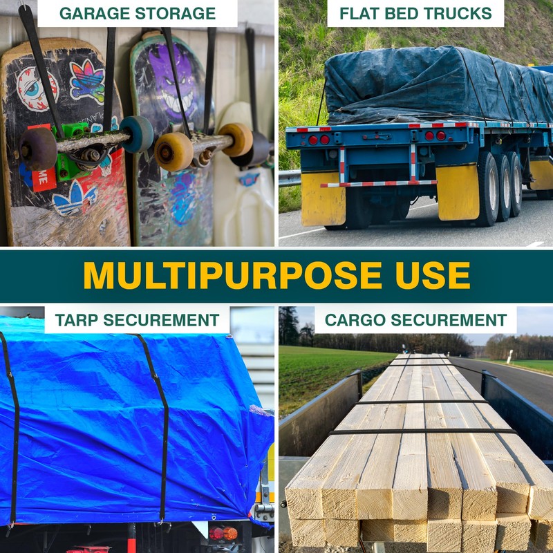 Miloo Rubber Bungee Cords with Hooks - Heavy Duty Tarp