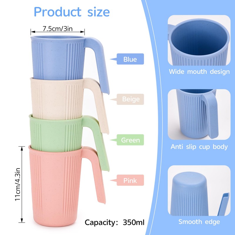 Unbreakable Drinking Cups, Set of 4 Drinking Cups, 350 ml