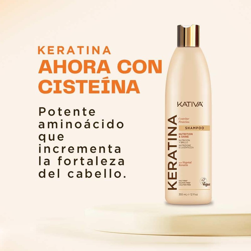 KATIVA Keratin Cystein Prot Shampoo, 355 ml, Vegetable Keratin, Cysteine,