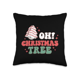 Groovy Oh Christmas Tree Xmas Lights Funny Tree Cakes Debbie Throw Pillow