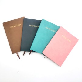 shengyoude Business Notebook, 4 pieces of 8.3-inch x 5.7-inch A5 hardcover PU leather fabric notebook, 8mm grid, 4 colors, 200 pages -100 study and office notebook diaries (4, colour)