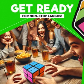 Handy Merit Creations Tipsy Twist 2x2 Cube Drinking Game – Adult Party Game with Dares, Challenges & Sips | Fun for 2+ Players, House Parties, College Nights, and Bachelorette Events