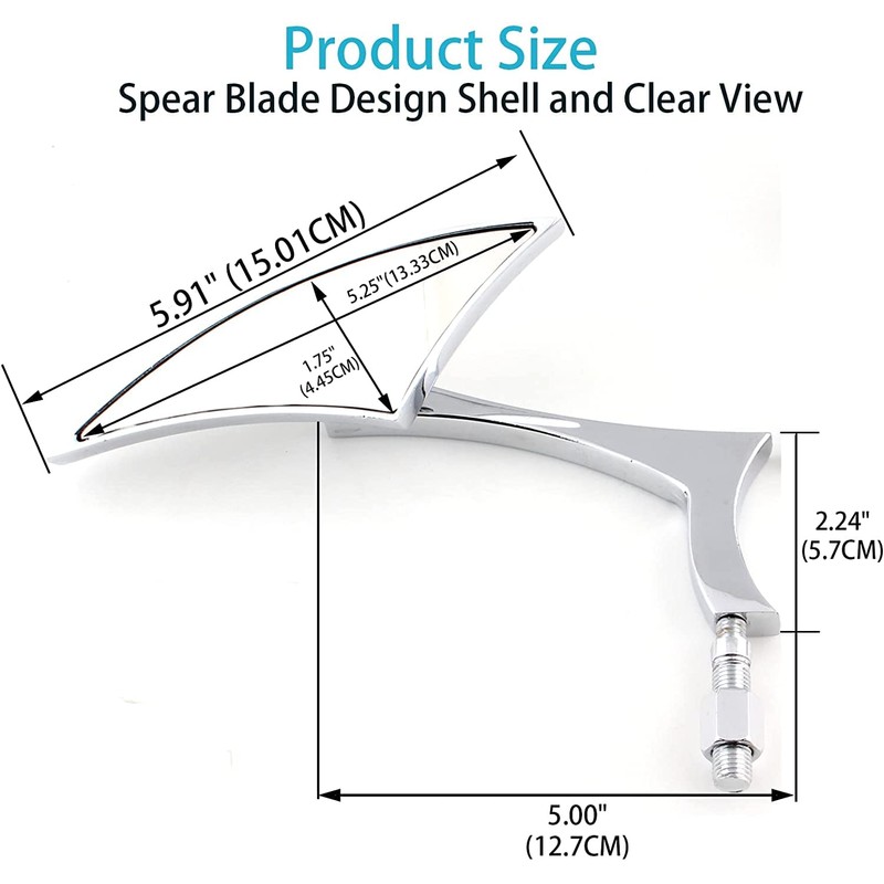 DREAMIZER 8mm/10mm Chrome Motorcycle Universal Blade Rear View Side Mirrors