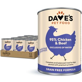 Dave's Pet Food Grain Free Wet Dog Food (95% Chicken & Beef), Made in USA, Limited Ingredients, Wheat & Gluten-Free, Added Vitamins & Minerals, 12.5 oz Cans (Case of 12)